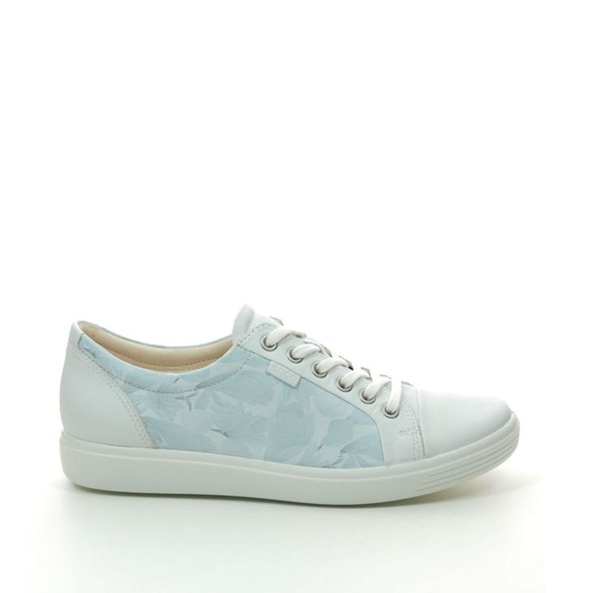 Ecco Soft 7 Lace White with Dusky Blue Flowers