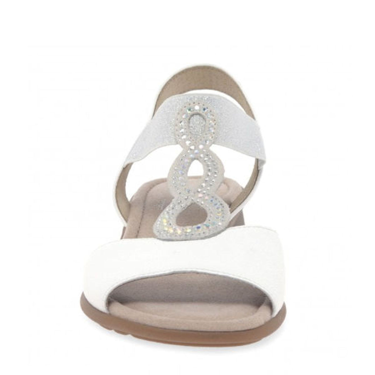 Gabor Merlin - Womens Embellished Open Toe White Flat Sandals