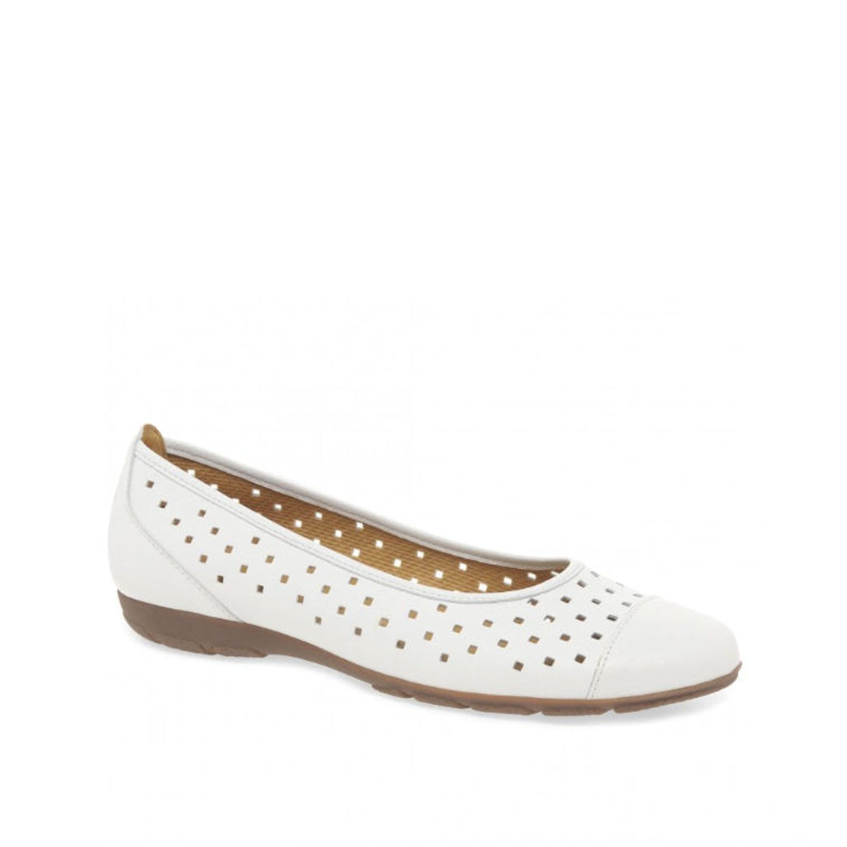Gabor Ruffle - Womens Punched Detail White Casual Shoes