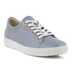 Ecco Ladies Soft 7 Silvery Grey Metallic Lace-Up Trainer - County Shoes ...