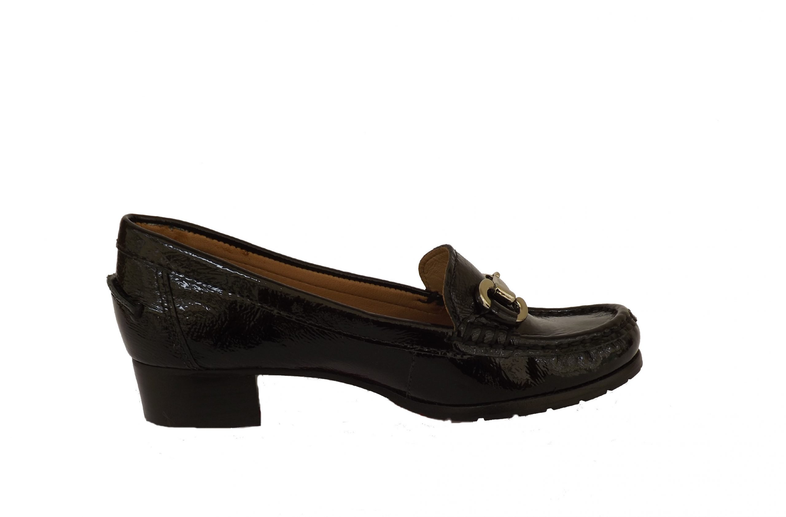 Capollini Ladies Black Crushed Patent Leather Loafer - County Shoes ...