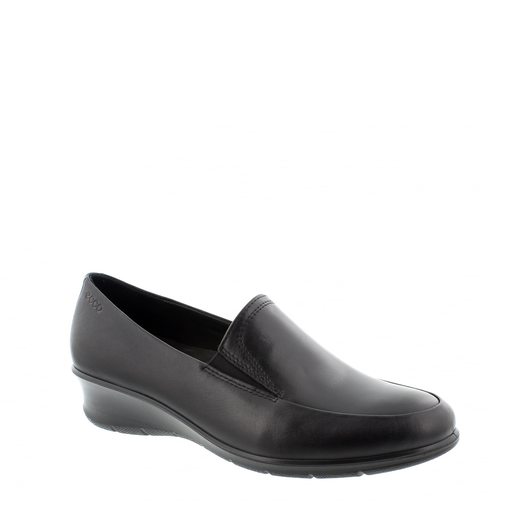 Ecco Ladies Moccasin Black Leather Slip-On Shoe - County Shoes Dorchester