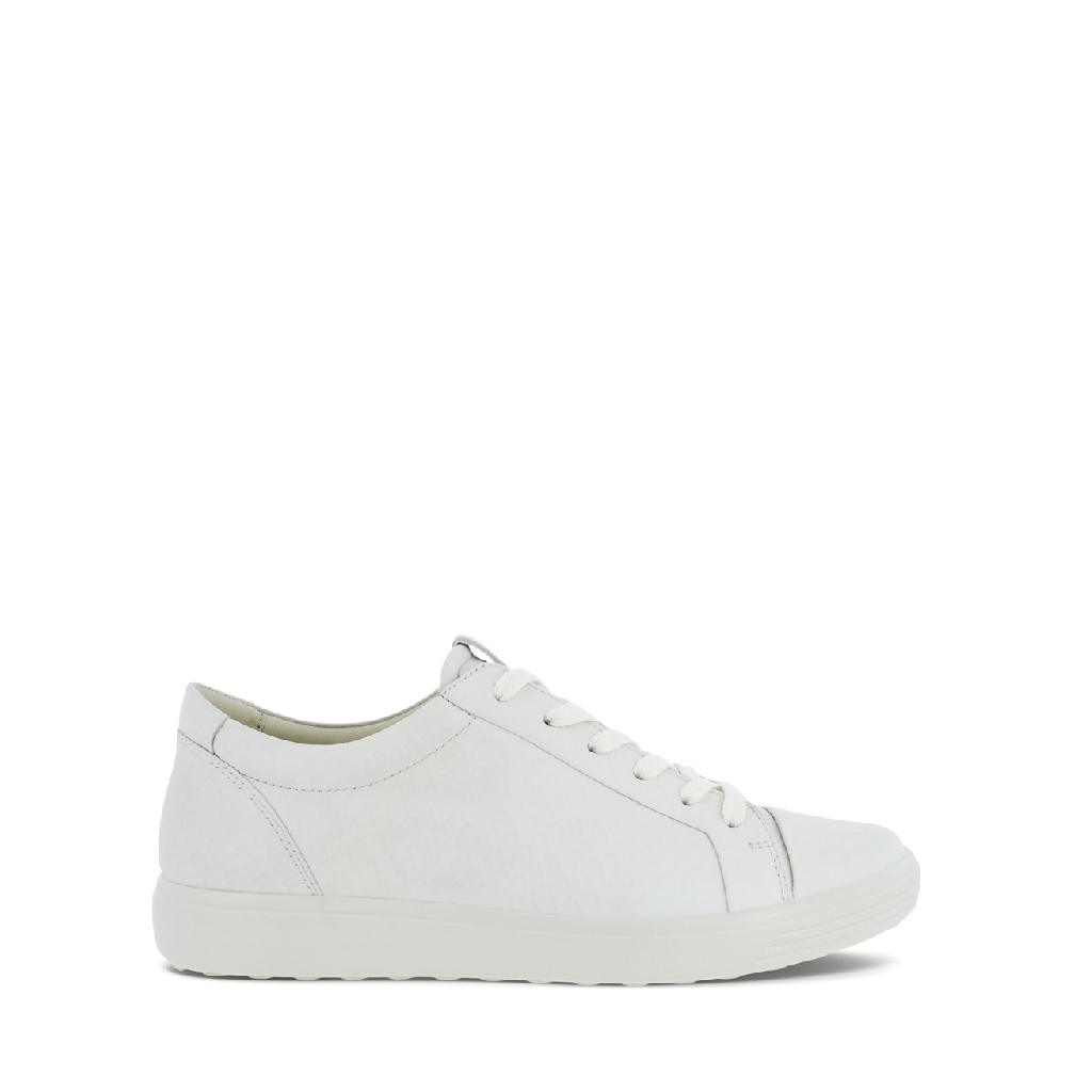 Ecco Ladies Soft 7 White Wide Lace-Up Trainer/Sneaker - County Shoes ...