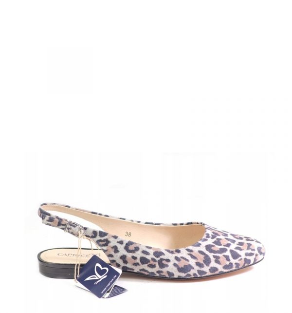 Caprice Ladies Flat Heeled Slingback Leopard Print Shoe - Image 2