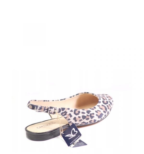 Caprice Ladies Flat Heeled Slingback Leopard Print Shoe - Image 4
