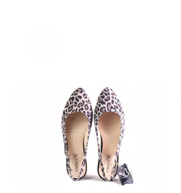 Caprice Ladies Flat Heeled Slingback Leopard Print Shoe - Image 3