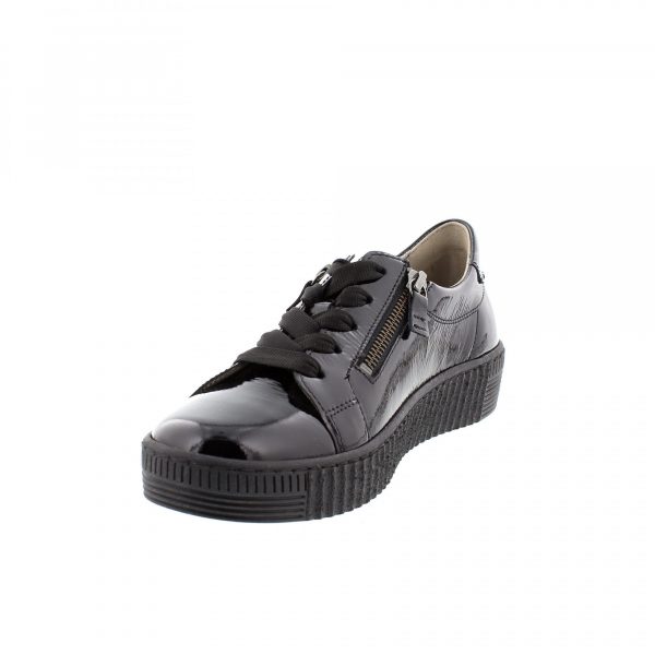 Gabor Ladies Black Patent Leather Sneaker/Lace-up Shoe - Image 3